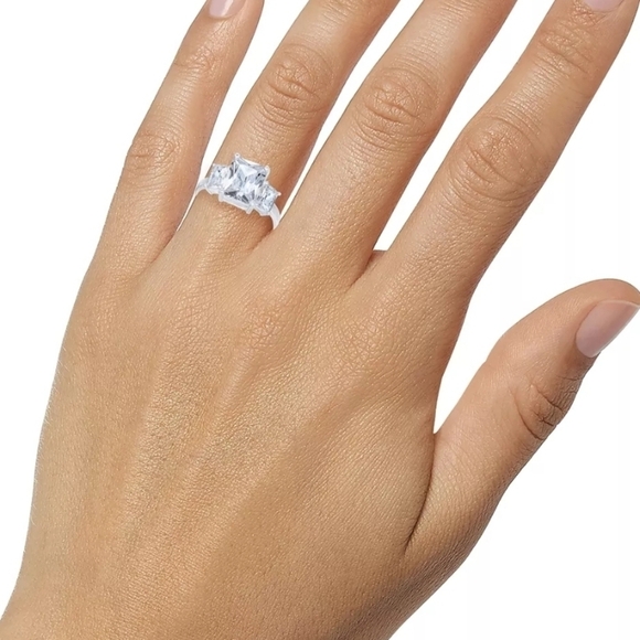 CHARTER CLUB Fine Silver Plated Triple CZ Ring - Picture 4 of 4